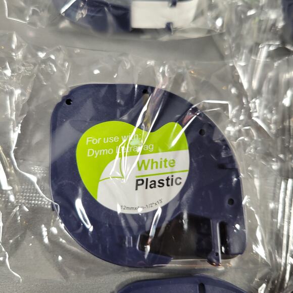 Dymo LetraTag Plastic Label Tapes 12mm Lot of 8 New & Used White Red Blue Yellow - Picture 3 of 7